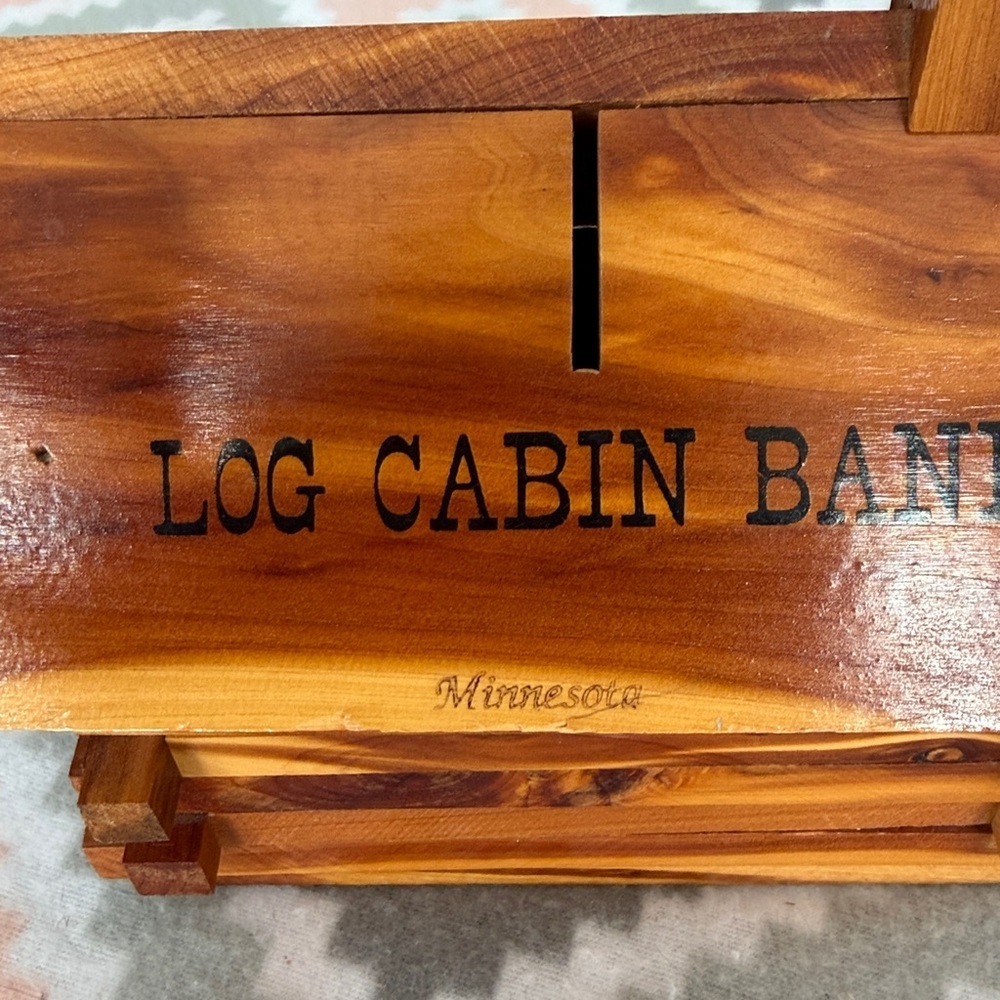 Handmade Log Cabin Bank Wooden Coin Bank - Natural Wood rustic - Picture 6 of 10